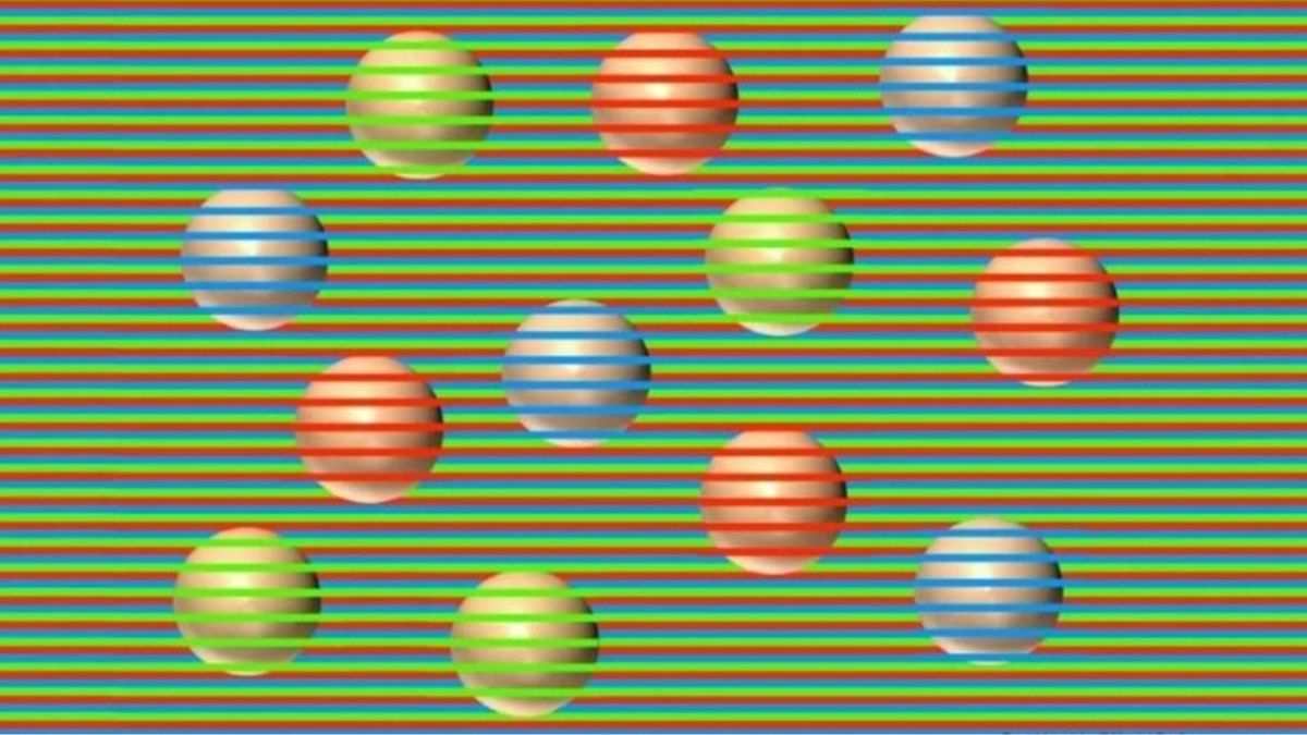 Optical illusion colourful spheres